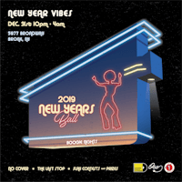 a poster for new year vibes with a neon sign