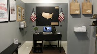 a desk in a room
